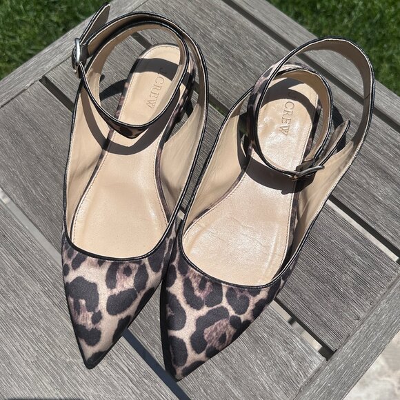 J.Crew Leopard Print Pointed Toe Flats - Picture 1 of 5
